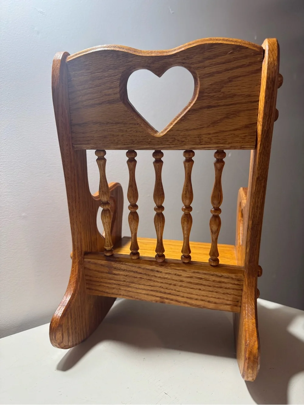 Handcrafted Oak Heart Rocking Chair Accent - Oak Finish